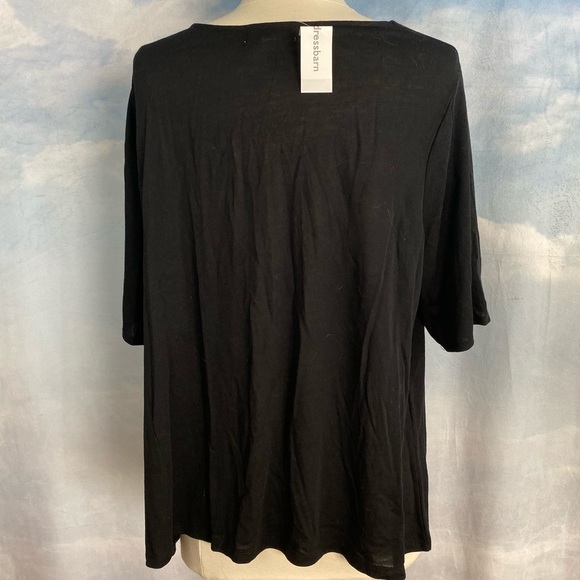 Dress Barn Lightweight Draped Collar Black Blouse 1X - Picture 2 of 3